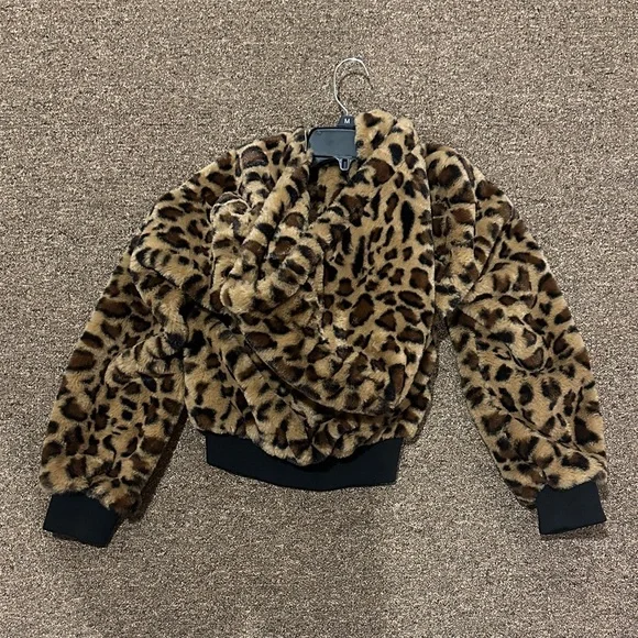 Love Tree Brown Faux Fur Animal Print Coat - Picture 3 of 3
